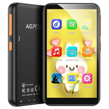 AGPTEK 80GB MP3 Player for Kids with Bluetooth and WiFi, T07S 4'' Music Player with Parental Controls, Spotify Kids, Up to 512GB, Black