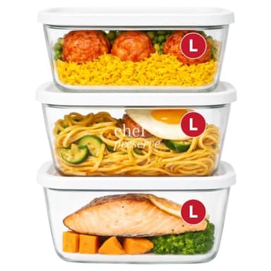 Chef Preserve Glass Vacuum Seal Containers for Meal Prep, Food Storage, Made For Compact Vacuum Sealer, 3pcs set [3x Large] Works With Handheld Vacuum Sealer Machine