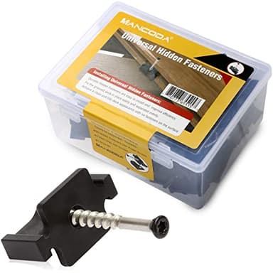 ManCoda Hidden Deck Fasteners for Composite Decking Board, Universal Hidden Fasteners with Stainless Steel Screws, Composite Decking Clips for Wood Deck Framing, 90 Per Box for 50 SQ.FT.
