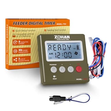 ZOHAN FT01 Deer Feeder Timer - Universal 6V/12V 24h Automatic Deer Feeder Kit, Quick Program Function, DIY 8 Feeding Schedules, Control Motor Speed & Feeding Time, for Hunting, Wildlife, Farm
