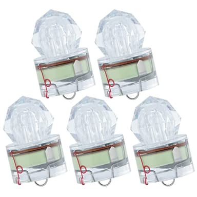 Dr.Fish 5 Pack LED Deep Drop Fishing Lights Diamond Lights Water Activate LED Lighted Lures Deep Drop Rig Fishing Flashers Hablibut Tuna Swordfish Green