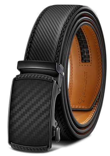 BULLIANT Men's Belt,Slide Ratchet Belt Adjsutable For Men Suit Casual Jeans Gift Boxed,Trim To Fit(Black,40"-44" Waist Adjustable)