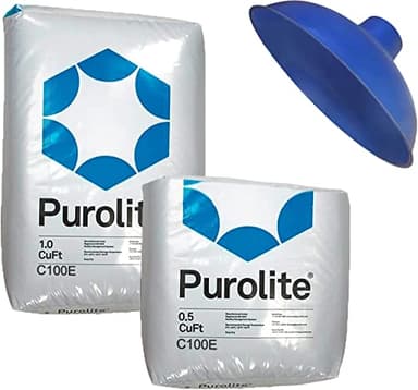 Purolite Ion Exchange C100E 1.5cuft 48k Water Softener Replacement Resin with Funnel Included