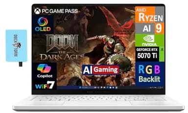 ASUS ROG Zephyrus Gaming Laptop 14.0" 120Hz OLED 2.8K Display (AMD Ryzen AI 9 HX 370, GeForce RTX 5070 Ti 12GB, 32GB LPDDR5X, 2TB PCIe SSD, RGB KB, Win 11 Pro) with Dockztorm Hub