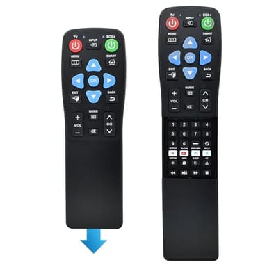 Big Button TV Remote for Seniors & Elderly - Universal Remote with Large Buttons, Simple Setup for TV/DVD/Streaming Devices (2-Device Control) - Ideal for Dementia & Low Vision Users