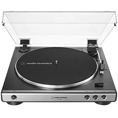 Audio-Technica AT-LP60X-GM Fully Automatic Belt-Drive Stereo Turntable, Gunmetal/Black, Hi-Fidelity, Plays 33-1/3 and 45 RPM Vinyl Records, Dust Cover, Anti-Resonance, Die-Cast Aluminum Platter