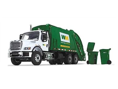 Freightliner M-2 with McNeilus Rear Loader Garbage Truck Waste Management with Garbage Bins 1/34 Diecast Model by First Gear 10-3287D