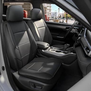 GIANT PANDA Front Seat Covers for Chevy Silverado & GMC Sierra 1500 2500 3500 2007-2026 Crew Extended Double Cab Pickup,Custom Fit Chevy & GMC Truck Seat Protectors,Faux Leather (Black) 2-Pack