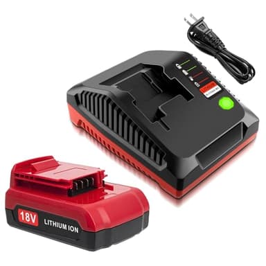 UGLOEY Replacement Porter Cable 18V Battery and Charger Starter Kit, PC18B Lithium Battery and PCXMVC Charger Compatible with Porter Cable 18V Battery PC18B PC18B-2 PC18BL PC18BLX PC18BLEX
