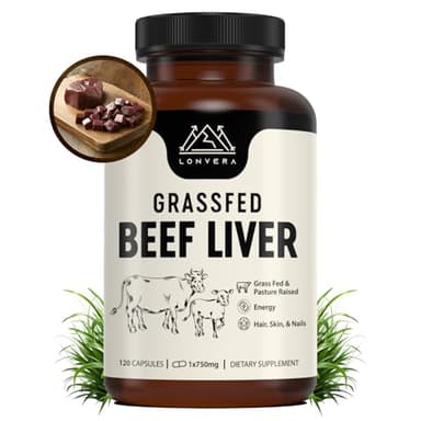 Lonvera Grass Fed Beef Liver Capsules for Women and Men – 3000mg Freeze Dried Desiccated Organs – Nutrient Source for Joints, Bones, Hair, Skin, Nails & Daily Energy – 120 Pasture-Raised Capsules