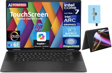 HP Spectre x360 AI Powered 2-in-1 Laptop 16" Touchscreen OLED 2.8K Display (Intel Ultra 7-155H, 32GB LPDDR5X, 2TB SSD, Backlit KB, Fingerprint, 2 Thunderbolt 4, Win11Pro) w/DKZ USB Port Expander
