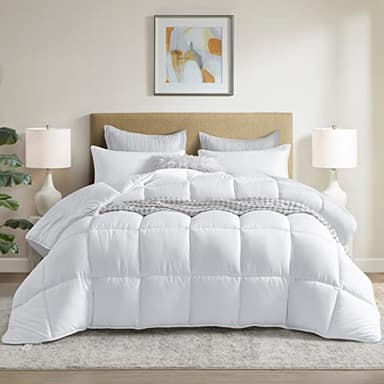 Winter Extra Warm White Queen Size Down Alternative Comforter, Heavyweight All Season Fiberfill Comforter Duvet Insert 90x90 with Corner Tabs - Ultra Soft Brushed Microfiber Shell