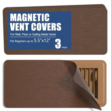 BEWAVE High Strength Magnetic Vent Covers for Home Ceiling, Metallic Air Vent Covers for Floor, Wall, Ceiling Steel Registers, RV, HVAC and AC, 5.5" x 12", Set of 3