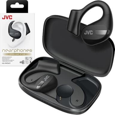 JVC New Nearphones Open Ear True Wireless Headphones with 16mm Large Drivers for Powerful Sound, Single Ear use, Compact Size, and Long Battery Life (up to 38 Hours) - HANP50TB (Black)