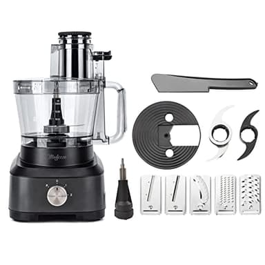 Magiccos 14-Cup French-Fry-Cutter Large Food-Processors - Large Feed Chute, Grey Color, Cheese Shredding, Meat Chopping, Shredding and Slicing, Mixing and Doughing, for Home Use