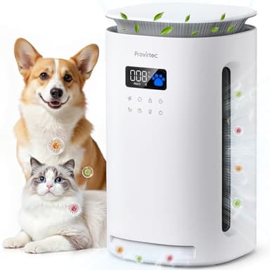 Provirtec Pro-Level Air Purifier for Home Pets, No More Odor, Pet Floating Fur/Dander Worries, 4-Side Wide Intake, H13 True HEPA, Auto/Pet Mode & Washable Pre-Filter,Ultra Quiet for Bedroom/Large Room