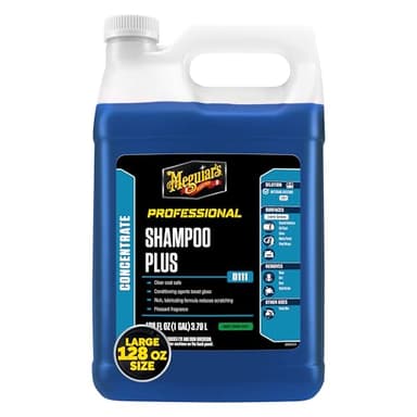 Meguiar's Shampoo Plus, Lubricating Car Wash Soap Lifts Dirt and Grime Off Car Surfaces, Cleans Paint Without Swirling or Scratching, Deepens Gloss and Boosts Shine, 1 Gal