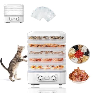 Automatic Food Freeze Dryer Machine, Home Food Dehydrator with Digital Timer & Temperature Control, 5 Trays Electric Fruit Drying Machine for Dried Candy, Meat, Vegetables, Snacks(White)