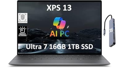 Dell XPS 13 Business Laptop (13.4" FHD+, Intel Core Ultra 7 155H, 16GB RAM, 1TB SSD), AI PC, 18-Hr Long Battery Life, 1080p RGB Webcam, Backlit, FP, Wi-Fi 7, IST HUB, Win 11 Pro w/AI Copilot