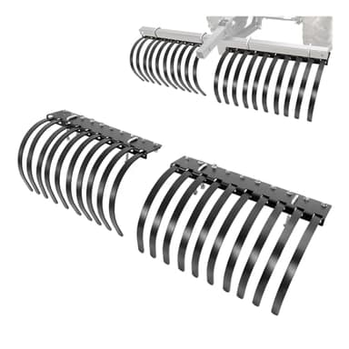 Wutist ATV/UTV Landscape Rake Implement for Removal of Rock, Grass Clumps and Debris Prep for Seeding, Cultivate, Maintain Land Heavy Duty Rock Rake Manual Implement Lift Powder Coated Steel