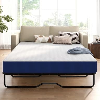 SogesSleep 4-Inch Memory Foam Sofa Bed Mattress Replacement Queen Size, Pull Out Couch Mattress with Removable Washable Cover, CertiPUR-US Certified, for Sofa Bed, Daybed, Trundle & Guest Rooms