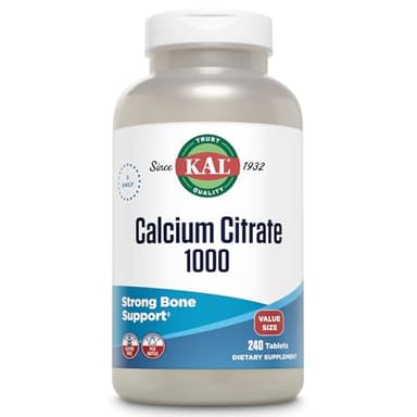 KAL Calcium Citrate 1000mg, Calcium Supplements for Women and Men, Bone Health, Teeth, Nervous, Muscular & Cardiovascular System Support, Gluten Free and Lab Verified, 80 Servings, 240 Tablets