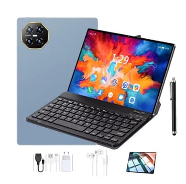 Android 15 Tablet 10.1 Inch, 16GB RAM 256GB ROM Expandable to 1TB, Octa-Core, 4K IPS Display, Dual SIM 4G LTE, 13MP+5MP Cameras, Tablet Kids, 2-in-1 with Keyboard, Mouse & Stylus