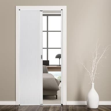 Customize Interior Accordion Door, Sliding Folding Door with Aluminum Frame and Cellular Fabric, Room Divider for Closet RV Patio Shower Door Suitable for Any Size Opening(White