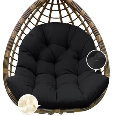 Tycdiose Egg Chair Cushion Replacement, Waterproof Outdoor Hanging Egg Chair Cushion Hammock Swing Chairs Cushions Pads, U-Shaped Thickened Cushions for Hanging Eggs Chairs, 47x33x7 Inches (Black)