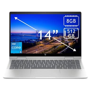 HP Envy x360 2-in-1 14'' FHD IPS Touch Laptop, Intel Core 5 120U, 8GB RAM, 512GB SSD, Fingerprint Reader, Backlit Keyboard, WiFi, Bluetooth, Win 11 Home, Natural Silver, 14-es1013dx