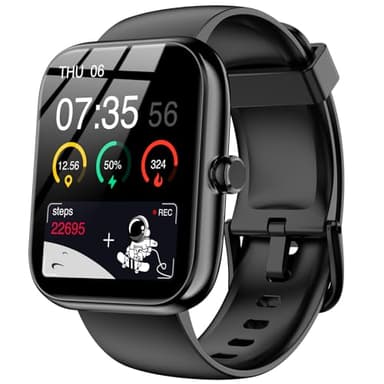 Smart Watch with Alexa Built-in, 1.83" HD Touchscreen, Bluetooth Calling Fitness Tracker, Health Monitor Heart Rate/Sleep Tracking, IP68 Waterproof, 120+ Sports Modes for Android iPhone (Black)
