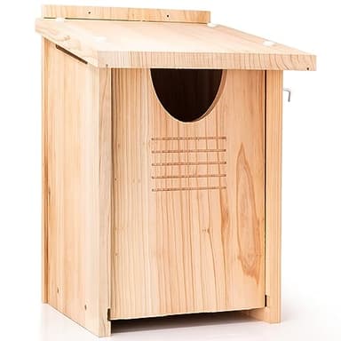 WHITEHORSE Large Cedar Owl House - Premium and Weatherproof Design - 16" x 12" x 11" - A Nesting Box for Screech Owls, Boreal, Northern Pygmy, Saw-whets, Elf, Flammulated, Kestrel and Others