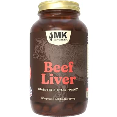 MK Supplements Grass Fed Beef Liver Supplement, Supports Energy Production, Detoxification, Digestion, Immunity and Full Body Wellness, Non-GMO, Freeze Dried, 30 Servings (3,000 mg Each)