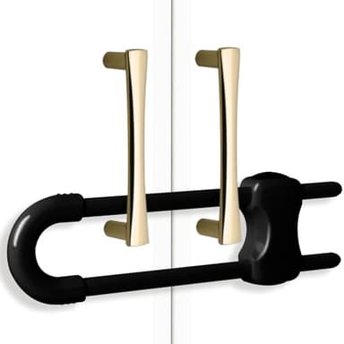 Baby Proofing Cabinets, Sliding Cabinet Locks for Babies, Adjustable U Shaped Baby Safety Locks, Childproof Cabinet Latch for Kitchen, Bathroom, Drawer, Cupboard Doors Knobs & Handles (6 Pack Black)