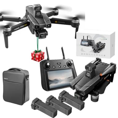 Cyaxzolp Upgraded Professional Drones with 8K Photo Resolution 4K Video Recording Camera Drones for Adults， Axis Gimbal Electronic Image Stabilization, Outdoor 360° Obstacle Avoidance.Built-in Airdrop Function.7 inch Touch Screen Controller.Up to 5 Miles Range,3 batteries included, with a total flight time of over 2 hours,GPS One-Click Return (BLACK Carbon fiber)