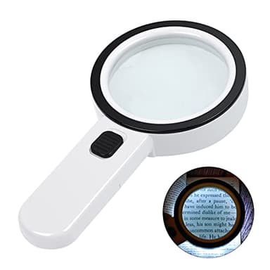 AIXPI Magnifying Glass with Light, Double-Layer Glass Lens Handheld Large Magnifying Glass 12 LED Lighted Magnifier for Seniors Reading, Coins, Jewelry, Close Working