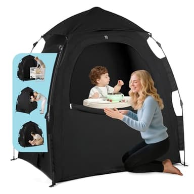 Blackout Tent for Pack and Play - One-Click Opening Pack N Play Blackout Cover - Black Out Tent for Sleep Pod & Mini Crib, Breathable Crib Blackout Cover Block 95% Light