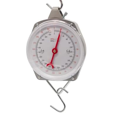 Hanging Spring Dial Scale, 440lbs/200kg Capacity, Fish Scales Digital Weight, Large Food Weighing Scale with 2 S-Hooks for Mechanical Kitchen Fishing Hunting, Big Game Scale