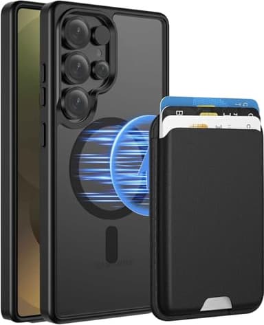 Ntwinro Magnetic for Samsung Galaxy S25 Ultra Case with Detachable Magnetic Wallet, Compatible with MagSafe, Credit Card Holder, RFID Blocking, Military Protective Slim Phone Cover, Black