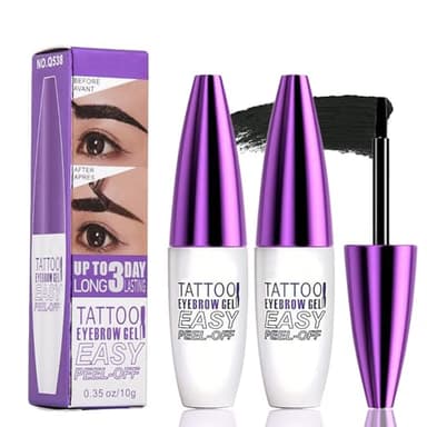​​2Pcs Black Peel Off Brow Tint Gel - Waterproof & Sweatproof Tattoo Effect, Transfer-Resistant Multi-Day Wear, All Skin Types Mother’s Day Gift Set​​