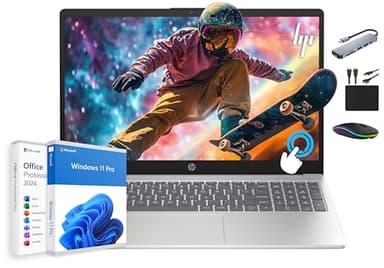 HP Premium 15.6" HD Touchscreen Business Laptop, 32GB RAM, 1.5TB Storage (1TB SSD+500GB Ext), 6-Core Intel i3 Processor (Upto 4.4GHz), Long Battery, MarxsolAccessory, Lifetime Office 2024, Win 11 Pro