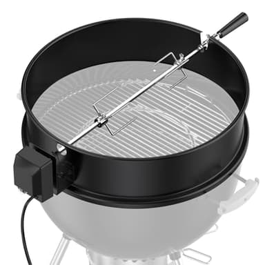 Skyflame Charkettle Rotisserie Ring Kit for Weber 22-Inch Kettle Charcoal and Other Similar Size Grills, Black Coated Steel BBQ Grill Rotisserie Kit Replacement for Weber 2290