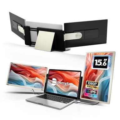 domyfan 15.6" Laptop Screen Extender, 120% sRGB FHD 1080P IPS Triple Portable Laptop Monitor Extender with Type-C USB HDMI Plug-Play for Mac, Windows, Chrome, Android, Fits All Laptops