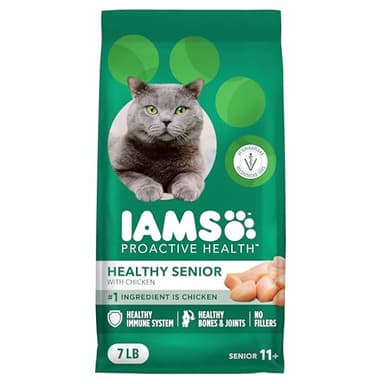 IAMS Proactive Health Senior Dry Cat Food, Cat Food Dry Chicken Recipe, Real Chicken in Every Bite, 7 lb. Bag