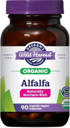 Oregon's Wild Harvest Alfalfa Capsules USDA Certified Organic Herbal Supplements, 90 Count