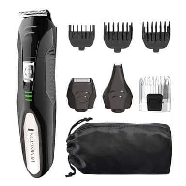 Remington All-in-One Grooming Kit, Lithium Powered, 8 Piece Set with Trimmer, Men's Shaver, Clippers, Beard and Stubble Combs, PG6025, Black