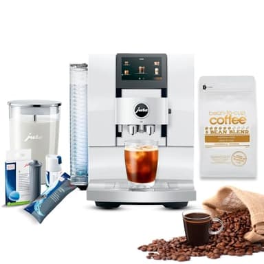 Jura Z10 Automatic Coffee Machine with Product Recognizing Grinder and One-Touch Bundle with Filter Cartridge Water Stabilizer, Capresso Coffee Bean and Accessories (6 Items)