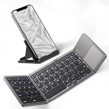 Slim Foldable Wireless Keyboard Compatible with Samsung BU8080 Crystal UHD 4K Smart TV with TOUCHPAD Mouse Fully Universal Providing 48H Use, 560 Days Standby, Portable, Compact, Tri-Fold, Rechargeab