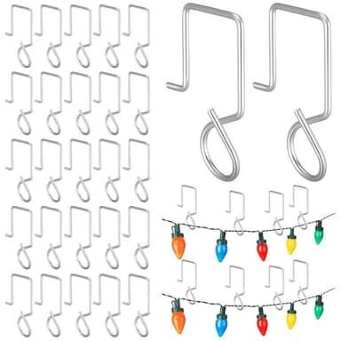Pinkunn 60 Pcs Christmas Lights Gutter Clips Stainless Steel Christmas Light Q Hangers Hooks for Mesh Leaf Gutter Guard Weatherproof Xmas Clip for Outdoor Lights Heavy Duty Metal Hooks for Holiday