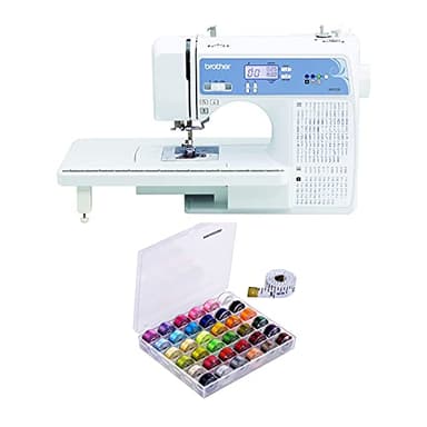 Brother XR9550 Sewing and Quilting Machine (White) Bundle with 36-Piece Bobbins and Sewing Threads with Case (2 Items)